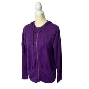 Athleta Heathered Purple Full Zip Hoodie W/ Thumbholes Women's Size Small